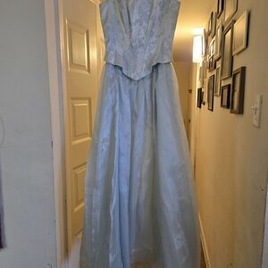 Masquerade Light Blue Satin Ball Gown